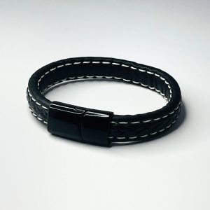 Braided Black Leather Bracelet
