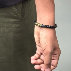 Black Braided Leather Bracelet