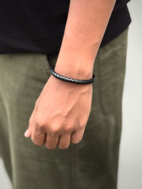 Black Braided Leather Bracelet