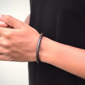 Brown Braided Leather Bracelet
