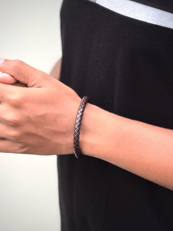 Brown Braided Leather Bracelet
