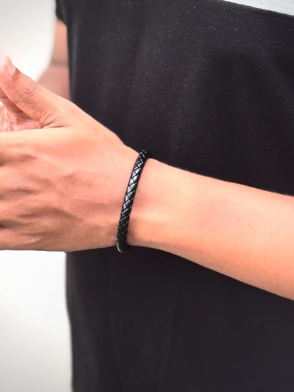 Black Braided Leather Bracelet