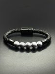 White Beaded Leather Bracelet