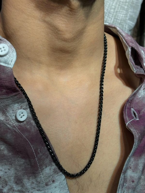 Stainless Steel Black Chain Beaded
