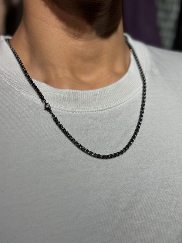 Stainless Steel Black Chain Beaded