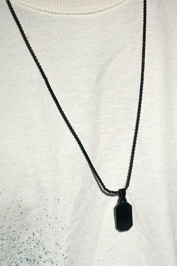 Black Square Locket Stainless Steel Chain