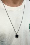 Silver Square Locket Stainless Steel Chain