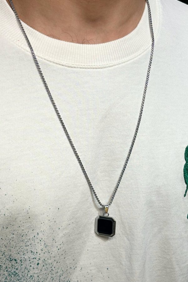 Silver Square Locket Stainless Steel Chain