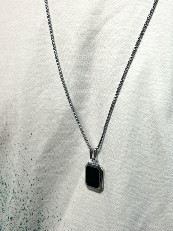 Silver Square Locket Stainless Steel Chain