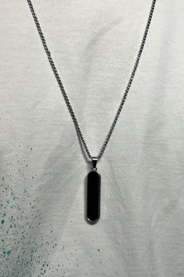 Silver Chain With Black Pendant
