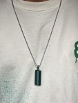 Silver Chain With Black Rectangle Pendant