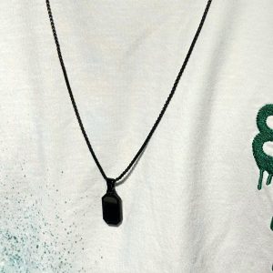 Black Square Locket Stainless Steel Chain