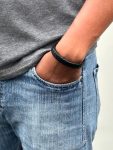 Mens Leather Bracelet Black