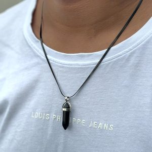 Black Crystal Pendant Chain