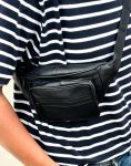 Black Leather Waist Bag