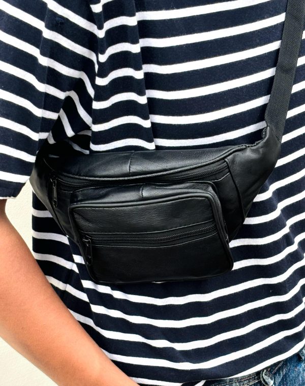 Black Leather Waist Bag