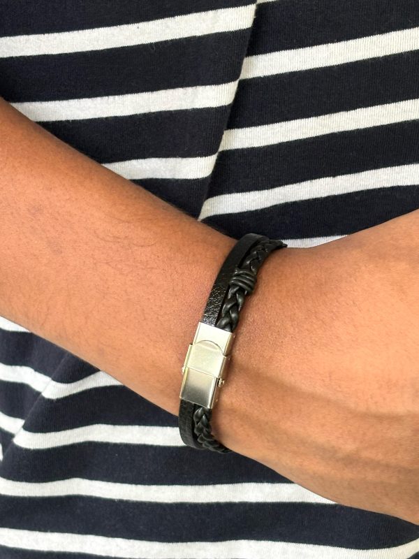 Black Two Layer Braided Bracelet