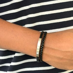 Black Two Layer Braided Bracelet