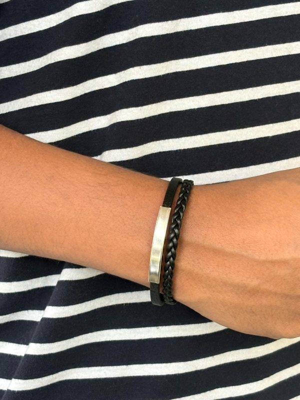 Black Two Layer Braided Bracelet