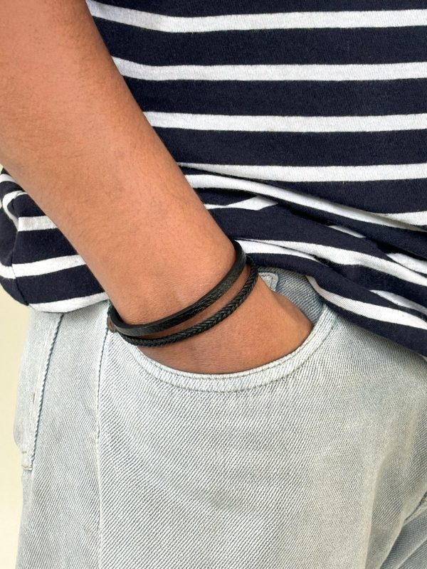 Black Two Layer Braided Bracelet