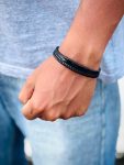 Black Braided 2 layer Leather Bracelet