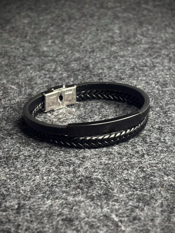 Black Braided 2 layer Leather Bracelet