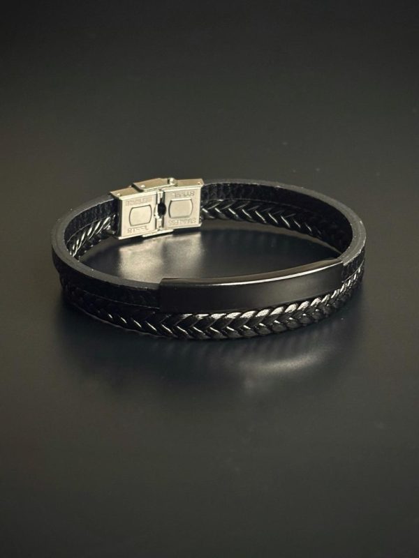 Black Braided 2 layer Leather Bracelet