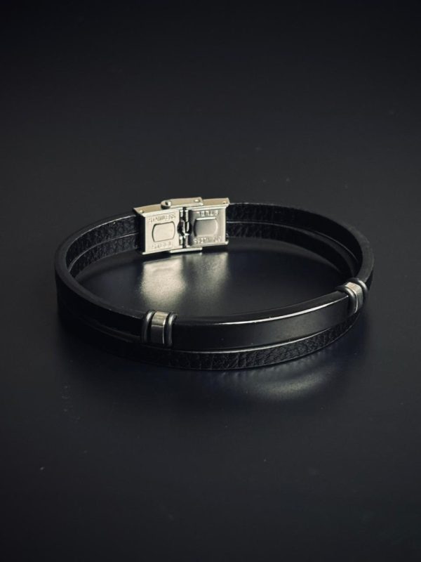 Black 2 layer Leather Bracelet