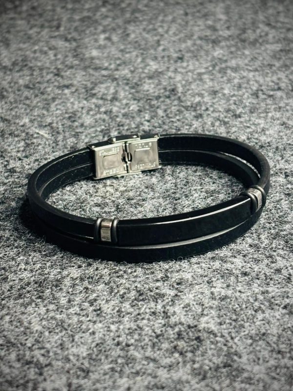 Black 2 layer Leather Bracelet