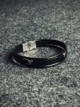 3 Layer Simple Leather Bracelet with Black metal bar