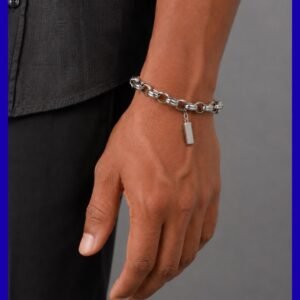 Chunky Link Bracelet with Bar Charm