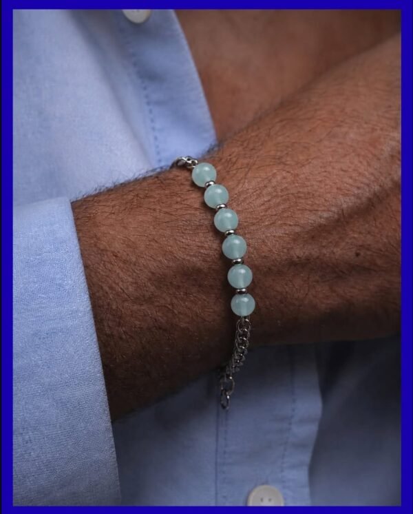 Mint Green Beaded Chain Bracelet