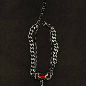 Crimson Gothic Chain Bracelet Red