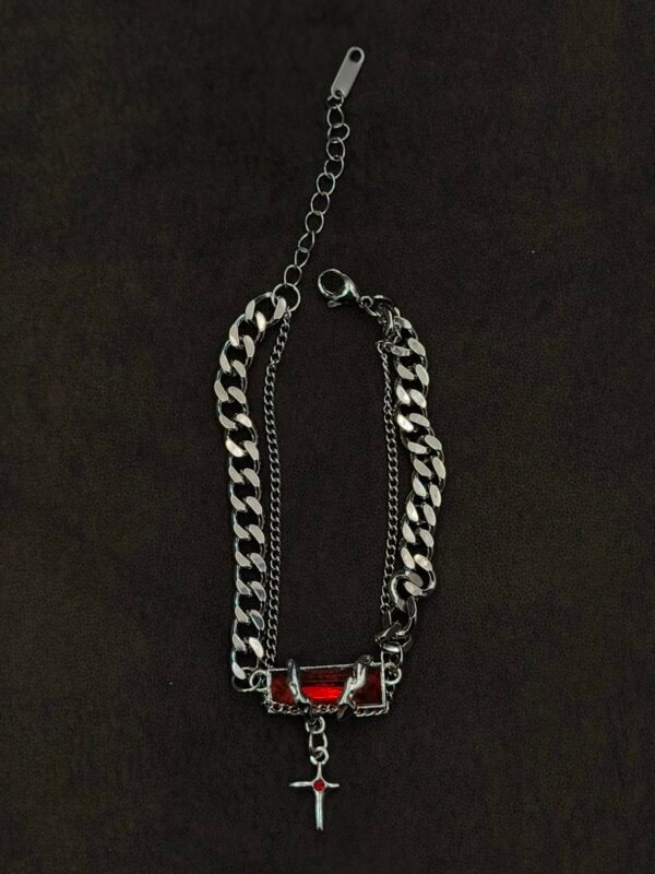 Crimson Gothic Chain Bracelet Red