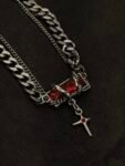 Crimson Gothic Chain Bracelet Red