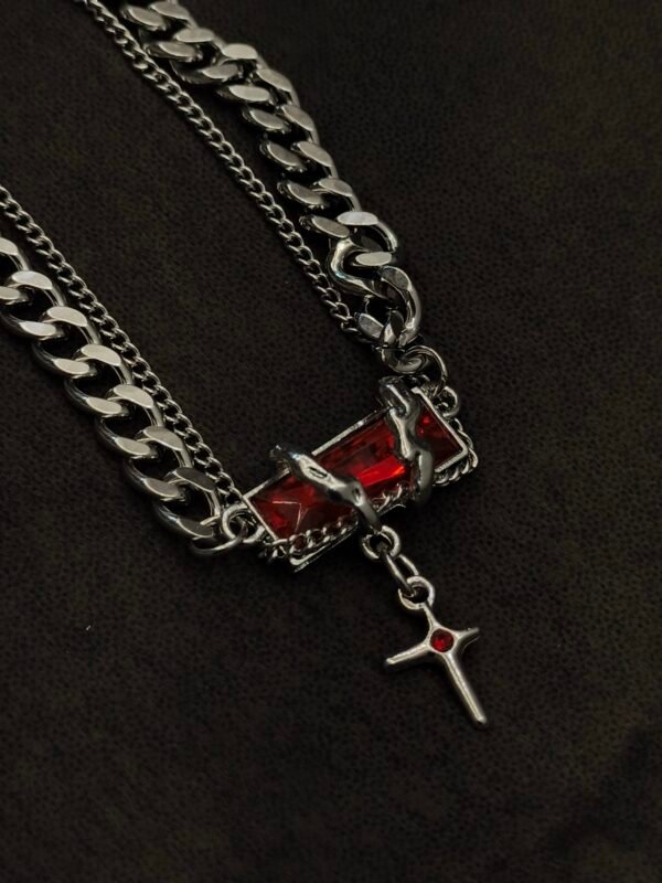 Crimson Gothic Chain Bracelet Red