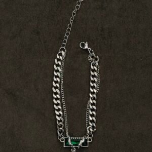 Crimson Gothic Chain Bracelet Green