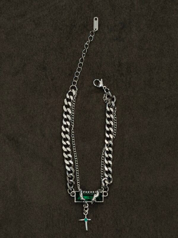 Crimson Gothic Chain Bracelet Green