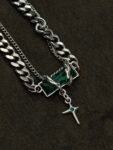 Crimson Gothic Chain Bracelet Green