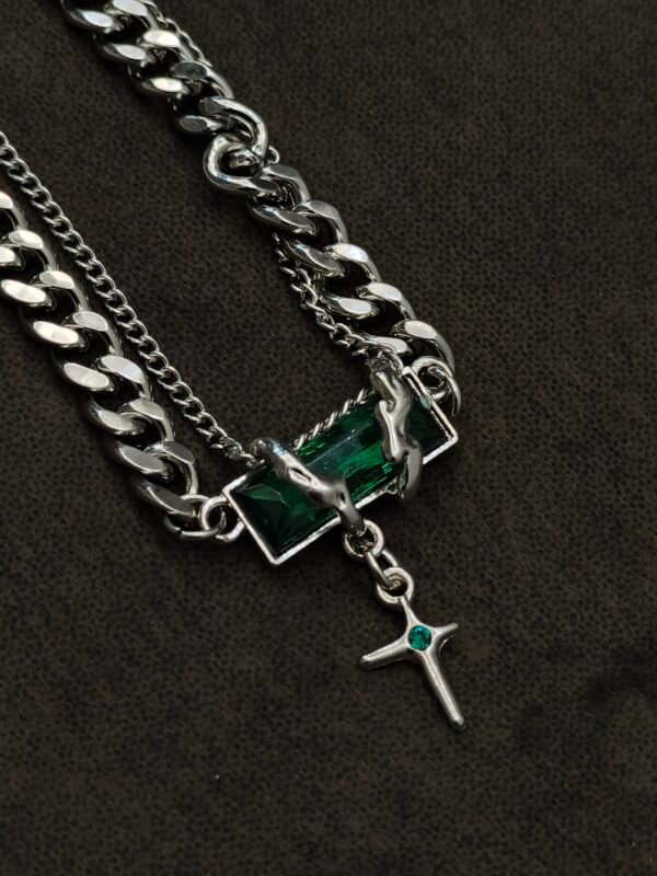Crimson Gothic Chain Bracelet Green